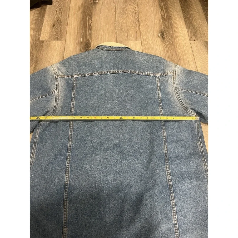 VTG 90s Tommy Hilfiger Denim Chore Jacket Wool Lined Oversized M Oarsmen - Picture 5 of 5